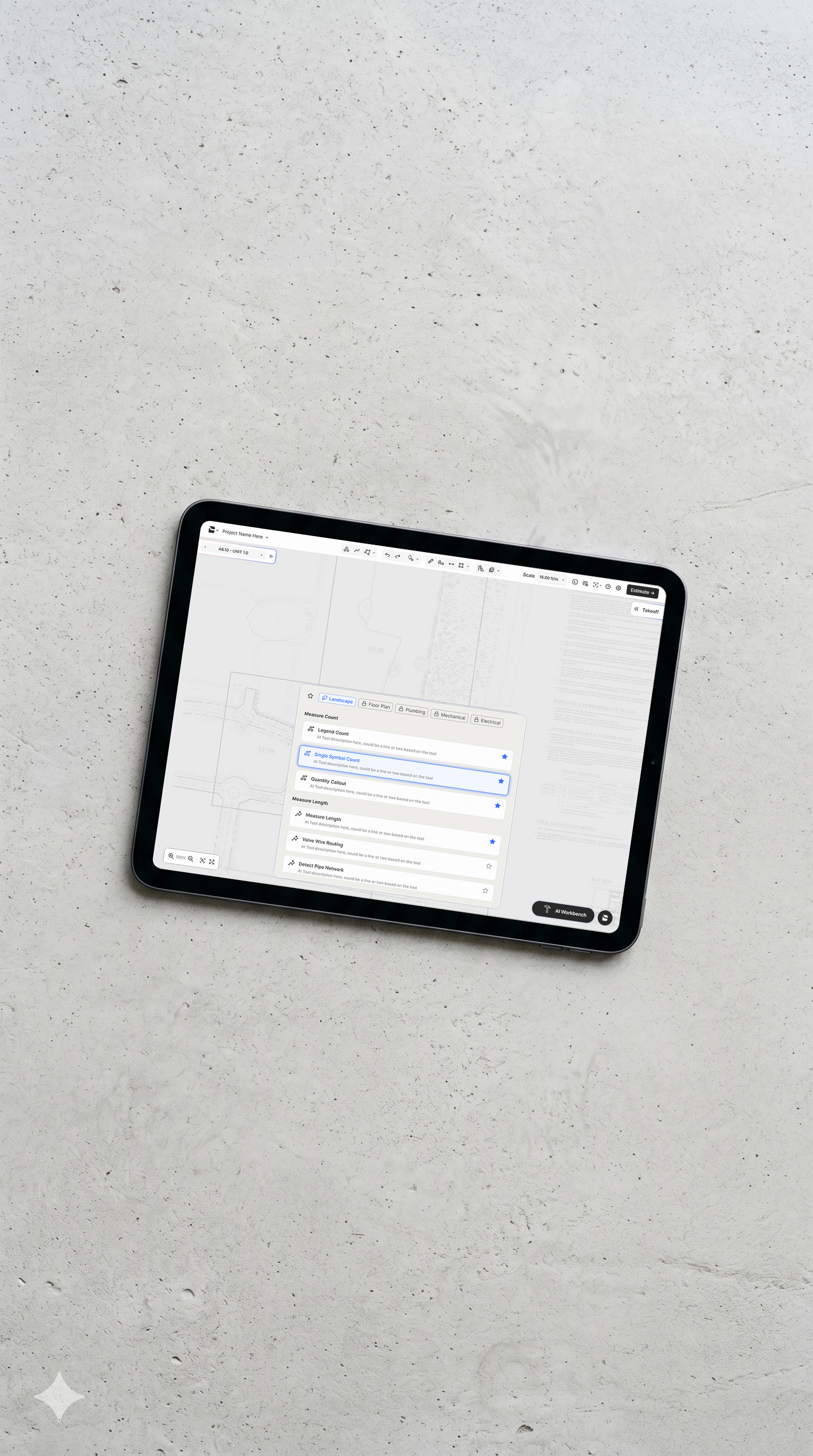 Bobyard AI tools on a tablet